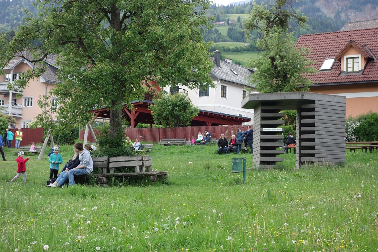 Pavillon in the re-activated park, 2019